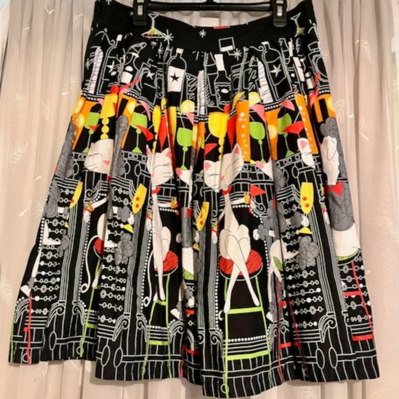 Lindy Bop Black and Multicolor A-Line Skirt - Picture 3 of 4